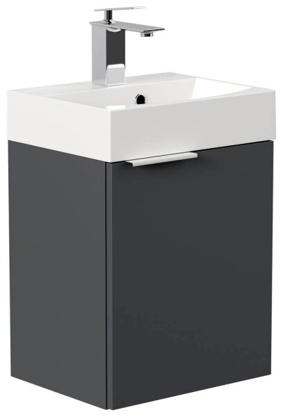 POSSEIK Waschbecken mit Unterschrank CUBI SLIMLINE grafit 40,0 x 31,0 x 56,3 cm