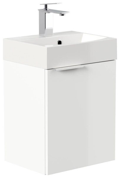 POSSEIK Waschbecken mit Unterschrank CUBI SLIMLINE weiß glanz 40,0 x 31,0 x 56,3 cm