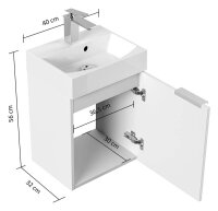 POSSEIK Waschbecken mit Unterschrank CUBI SLIMLINE weiß glanz 40,0 x 31,0 x 56,3 cm