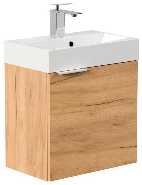 POSSEIK Waschbecken mit Unterschrank CUBI SLIMLINE eiche gold 50,0 x 31,8 x 56,3 cm