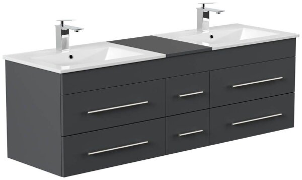 POSSEIK Waschbecken mit Unterschrank NERO XL grafit 153,0 x 46,5 x 51,2 cm
