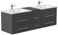 POSSEIK Waschbecken mit Unterschrank NERO XL grafit 153,0...