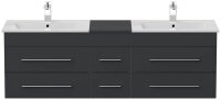POSSEIK Waschbecken mit Unterschrank NERO XL grafit 153,0 x 46,5 x 51,2 cm