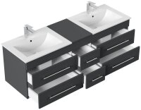 POSSEIK Waschbecken mit Unterschrank NERO XL grafit 153,0 x 46,5 x 51,2 cm