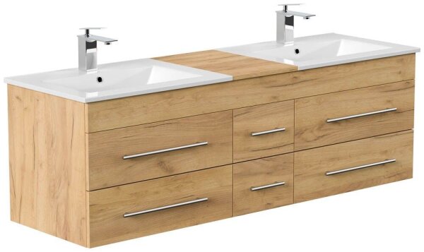 POSSEIK Waschbecken mit Unterschrank NERO XL eiche gold 153,0 x 46,5 x 51,2 cm