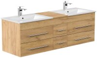 POSSEIK Waschbecken mit Unterschrank NERO XL eiche gold...