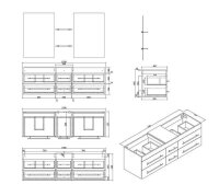 POSSEIK Waschbecken mit Unterschrank NERO XL eiche gold 153,0 x 46,5 x 51,2 cm