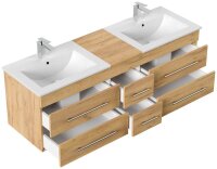 POSSEIK Waschbecken mit Unterschrank NERO XL eiche gold 153,0 x 46,5 x 51,2 cm