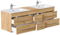POSSEIK Waschbecken mit Unterschrank NERO XL eiche gold 153,0 x 46,5 x 51,2 cm