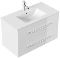 POSSEIK Waschbecken mit Unterschrank HOMELINE 90 weiß glanz 91,0 x 46,5 x 55,8 cm