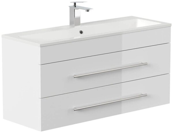 POSSEIK Waschbecken mit Unterschrank PORTUS SLIMLINE 1000 weiß glanz 100,0 x 36,0 x 49,6 cm