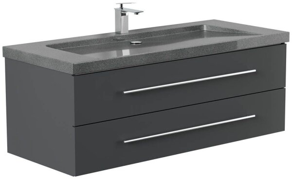 POSSEIK Waschbecken mit Unterschrank YAMO 130 grafit 130,0 x 45,0 x 50,0 cm