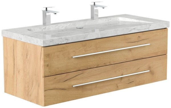 POSSEIK Waschbecken mit Unterschrank WHITE YAMO 130 eiche gold 130,0 x 55,0 x 50,0 cm