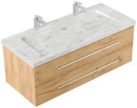 POSSEIK Waschbecken mit Unterschrank WHITE YAMO 130 eiche gold 130,0 x 55,0 x 50,0 cm