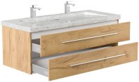 POSSEIK Waschbecken mit Unterschrank WHITE YAMO 130 eiche gold 130,0 x 55,0 x 50,0 cm