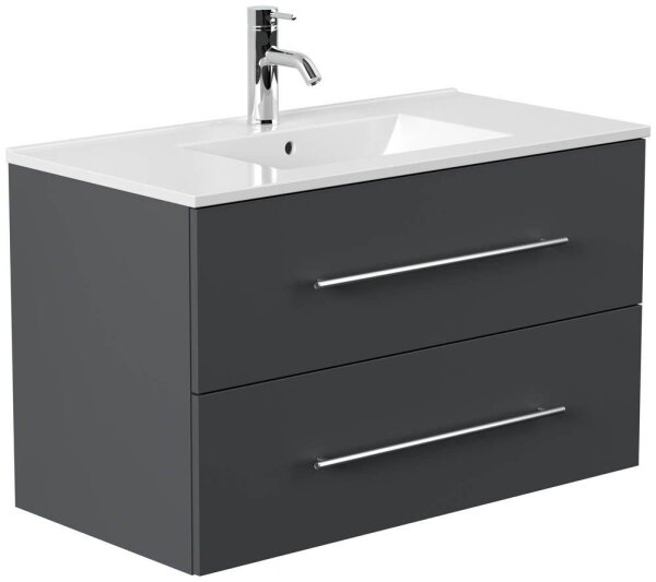 POSSEIK Waschbecken mit Unterschrank HOMELINE 90 grafit 91,0 x 46,5 x 55,8 cm