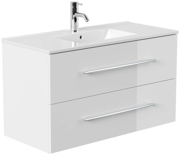 POSSEIK Waschbecken mit Unterschrank HOMELINE 100 weiß glanz 101,0 x 47,0 x 57,8 cm