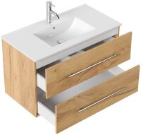 POSSEIK Waschbecken mit Unterschrank HOMELINE 90 eiche gold 91,0 x 46,5 x 55,8 cm