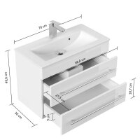 POSSEIK Waschbecken mit Unterschrank PORTUS SLIMLINE 700 weiß glanz 70,0 x 36,0 x 49,6 cm