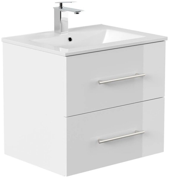 POSSEIK Waschbecken mit Unterschrank HOMELINE 60 weiß glanz 61,5 x 46,5 x 56,0 cm