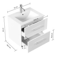 POSSEIK Waschbecken mit Unterschrank HOMELINE 60 weiß glanz 61,5 x 46,5 x 56,0 cm