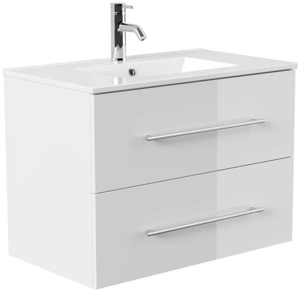 POSSEIK Waschbecken mit Unterschrank HOMELINE 80 weiß glanz 81,0 x 46,0 x 61,0 cm