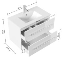 POSSEIK Waschbecken mit Unterschrank HOMELINE 80 weiß glanz 81,0 x 46,0 x 61,0 cm