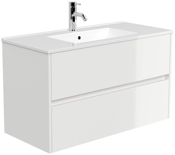 POSSEIK Waschbecken mit Unterschrank LIMES 100 weiß glanz 100,0 x 46,5 x 58,5 cm