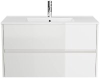 POSSEIK Waschbecken mit Unterschrank LIMES 100 weiß glanz 100,0 x 46,5 x 58,5 cm