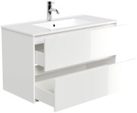 POSSEIK Waschbecken mit Unterschrank LIMES 100 weiß glanz 100,0 x 46,5 x 58,5 cm