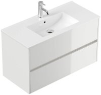 POSSEIK Waschbecken mit Unterschrank LIMES 100 weiß glanz 100,0 x 46,5 x 58,5 cm