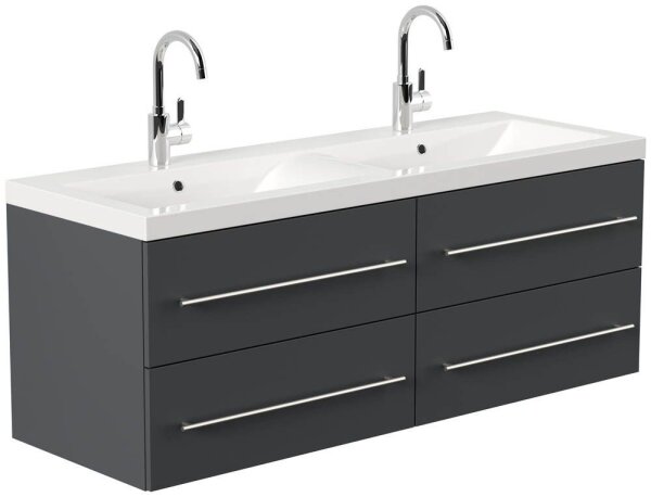 POSSEIK Waschbecken mit Unterschrank AURELION XL grafit 143,2 x 50,5 x 56,6 cm