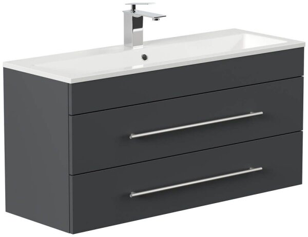 POSSEIK Waschbecken mit Unterschrank PORTUS SLIMLINE 1000 grafit 100,0 x 36,0 x 49,6 cm