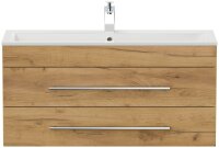 POSSEIK Waschbecken mit Unterschrank PORTUS SLIMLINE 1000 eiche gold 100,0 x 36,0 x 49,6 cm