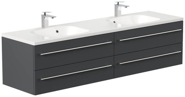 POSSEIK Waschbecken mit Unterschrank GEANT 180 grafit 180,0 x 49,6 x 44,0 cm