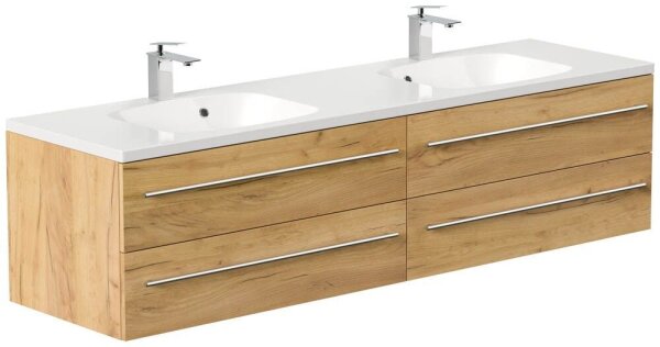 POSSEIK Waschbecken mit Unterschrank GEANT 180 eiche gold 180,0 x 49,6 x 44,0 cm