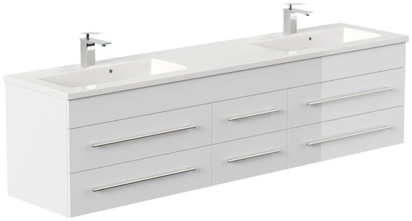 POSSEIK Waschbecken mit Unterschrank GEANT 200 weiß glanz 200,0 x 49,6 x 44,0 cm
