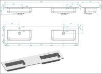 POSSEIK Waschbecken mit Unterschrank GEANT 200 weiß glanz 200,0 x 49,6 x 44,0 cm