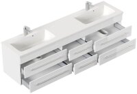 POSSEIK Waschbecken mit Unterschrank GEANT 200 weiß glanz 200,0 x 49,6 x 44,0 cm