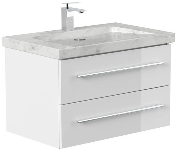 POSSEIK Waschbecken mit Unterschrank WHITE YAMO 75 weiß glanz 75,0 x 45,0 x 50,0 cm