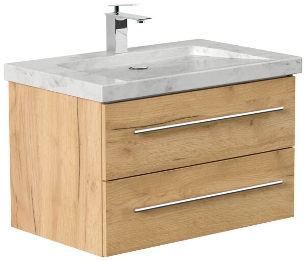 POSSEIK Waschbecken mit Unterschrank WHITE YAMO 75 eiche gold 75,0 x 45,0 x 50,0 cm