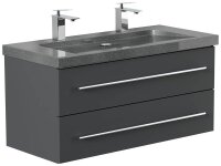 POSSEIK Waschbecken mit Unterschrank YAMO 100 grafit...