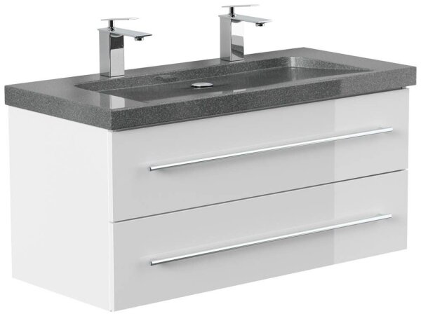 POSSEIK Waschbecken mit Unterschrank YAMO 100 weiß glanz 100,0 x 45,0 x 50,0 cm