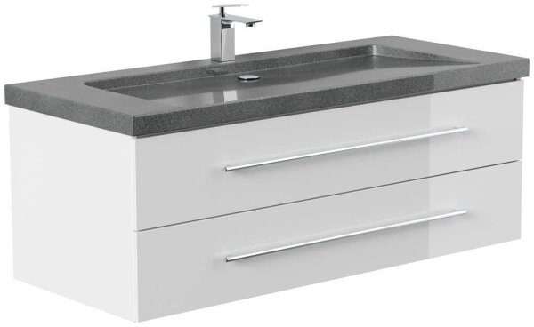 POSSEIK Waschbecken mit Unterschrank YAMO 130 weiß glanz 130,0 x 45,0 x 50,0 cm