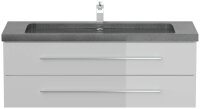 POSSEIK Waschbecken mit Unterschrank YAMO 130 weiß glanz 130,0 x 45,0 x 50,0 cm