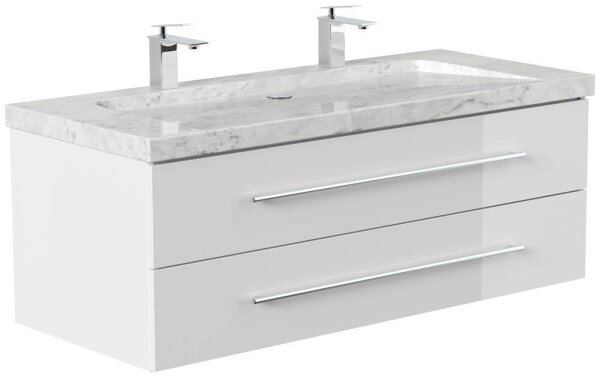 POSSEIK Waschbecken mit Unterschrank WHITE YAMO 130 weiß glanz 130,0 x 55,0 x 50,0 cm