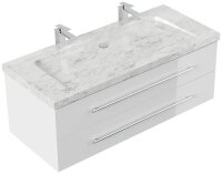 POSSEIK Waschbecken mit Unterschrank WHITE YAMO 130 weiß glanz 130,0 x 55,0 x 50,0 cm