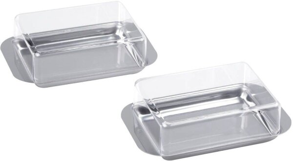 chg Butterdosen silber, 2 St.