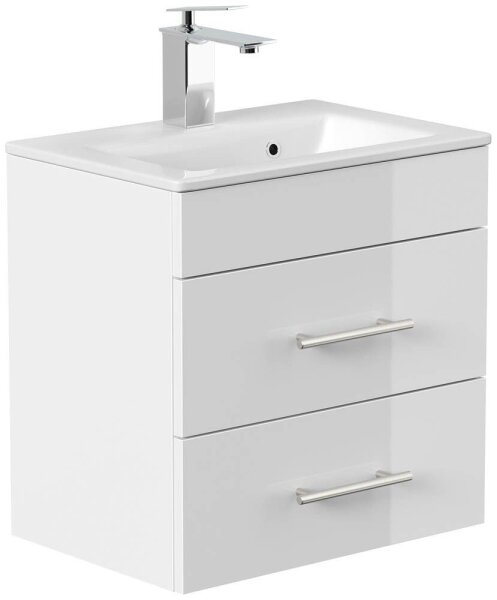 POSSEIK Waschbecken mit Unterschrank PORTUS SLIMLINE 500 weiß glanz 50,0 x 36,0 x 49,6 cm