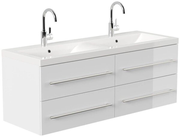 POSSEIK Waschbecken mit Unterschrank AURELION XL weiß glanz 143,2 x 50,5 x 56,6 cm